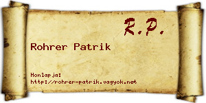 Rohrer Patrik névjegykártya